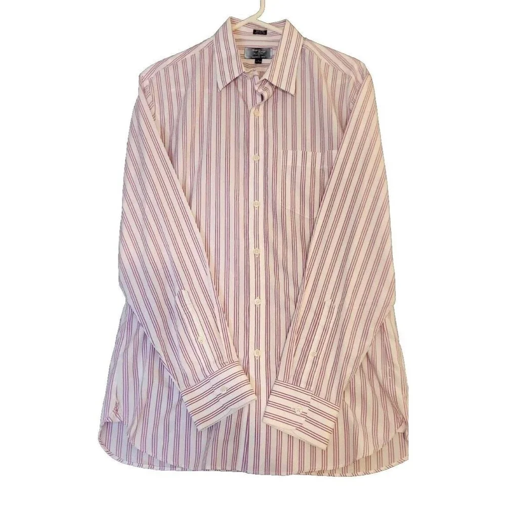 Thompson by J.Crew Wrinkle Free Dress Shirt‎ Men's Sz M Lilac Stripe Preppy